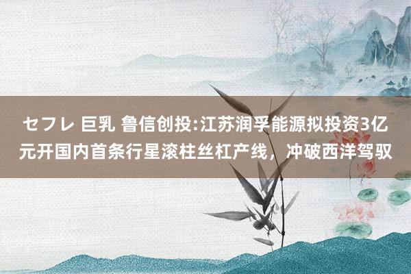 セフレ 巨乳 鲁信创投:江苏润孚能源拟投资3亿元开国内首条行星滚柱丝杠产线,冲破西洋驾驭