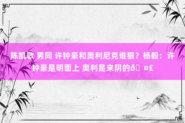 陈凯歌 男同 许钟豪和奥利尼克谁狠？杨毅：许钟豪是明面上 奥利是来阴的🤣