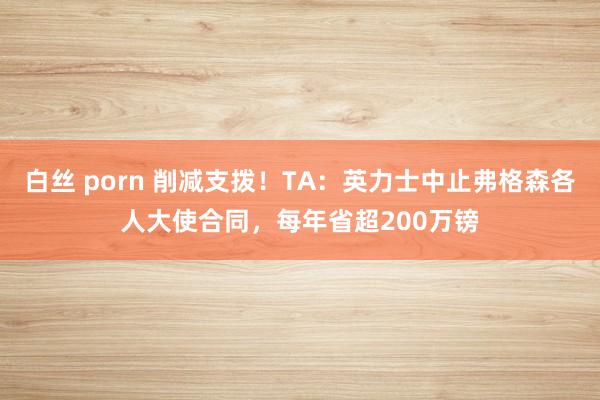 白丝 porn 削减支拨！TA：英力士中止弗格森各人大使合同，每年省超200万镑