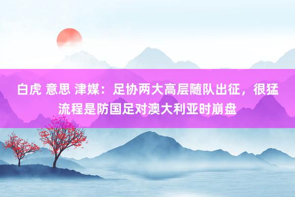 白虎 意思 津媒：足协两大高层随队出征，很猛流程是防国足对澳大利亚时崩盘