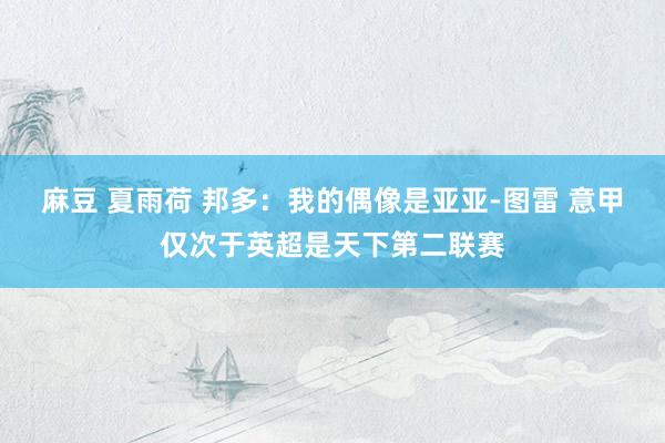 麻豆 夏雨荷 邦多：我的偶像是亚亚-图雷 意甲仅次于英超是天下第二联赛